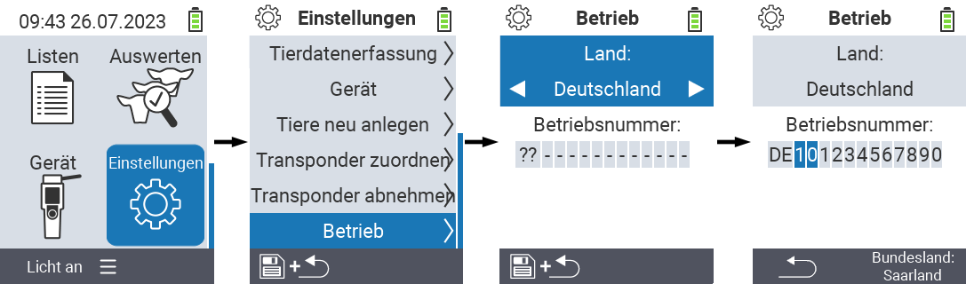 VitalControl: Menüfolge Einstellung Betriebsdaten