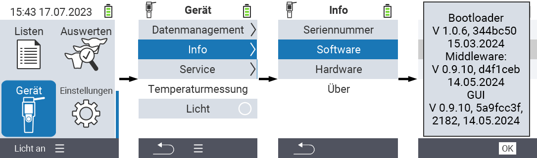VitalControl: Firmware-Versionen