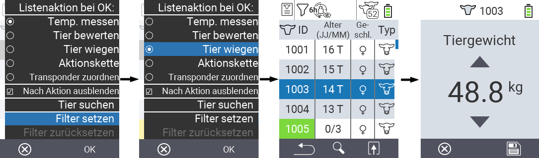 VitalControl Listen Aktionsliste