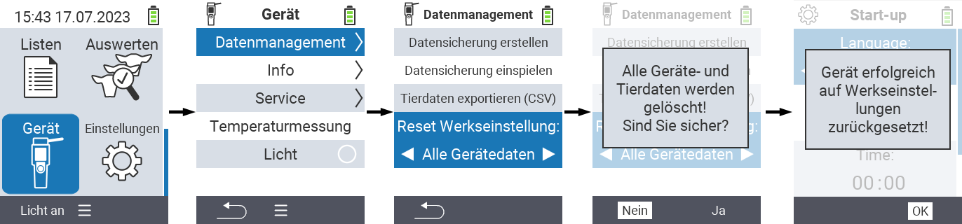 VitalControl: Menüfolge Reset Werkseinstellungen