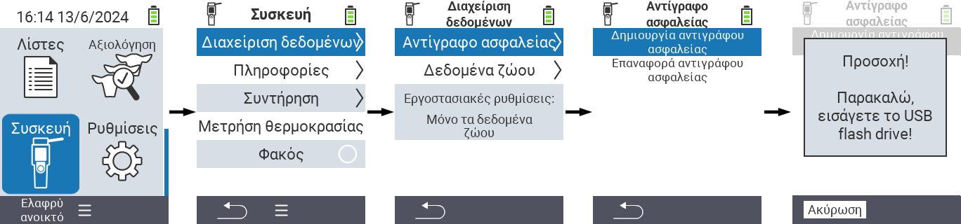 VitalControl: διαδρομή μενού αντιγράφου ασφαλείας