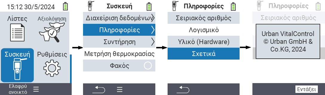 VitalControl: Μενού Πληροφορίες Συσκευής