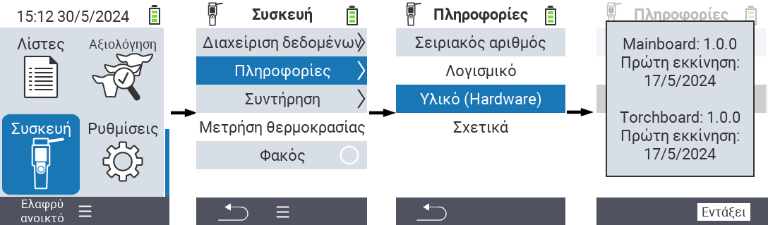VitalControl: Μενού Πληροφορίες Συσκευής