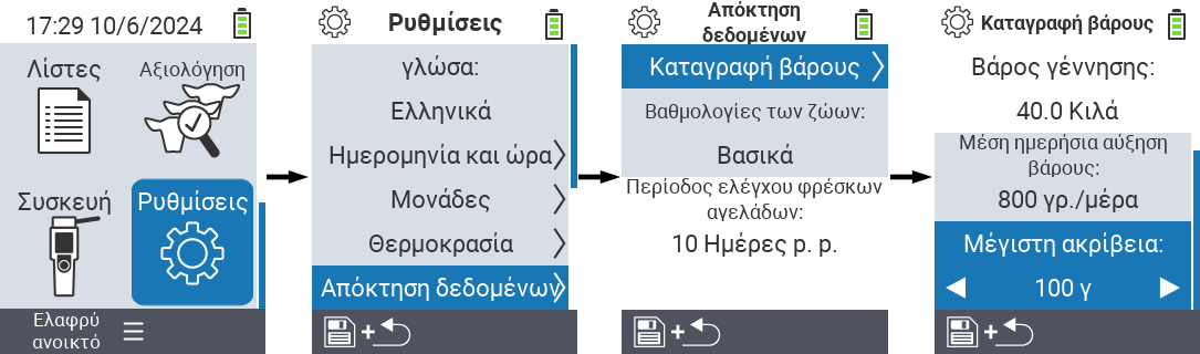 VitalControl: μενού ρυθμίσεων μέγιστης ακρίβειας καταγραφής βάρους