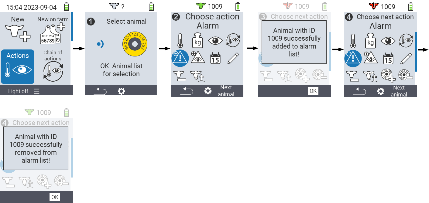 VitalControl: Menu Actions Alarm