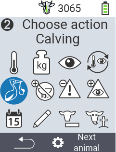 VitalControl: Menu Actions Calving