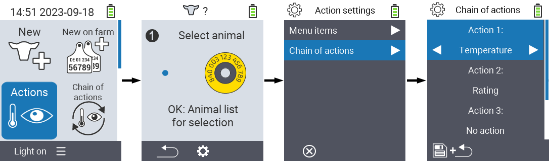 VitalControl: Menu Actions Chain of Actions