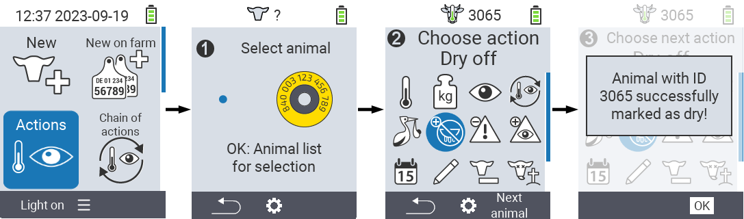 VitalControl: Menu Actions Dry off