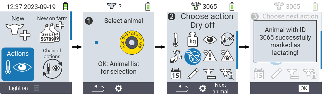 VitalControl: Menu Actions Mark as lactated
