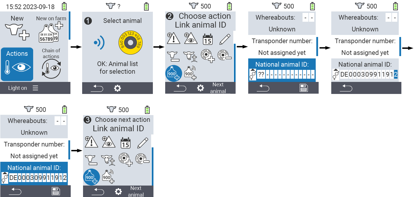 VitalControl: Menu Action Link animal ID