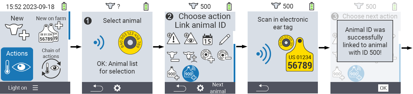 VitalControl: Menu Action Link animal ID