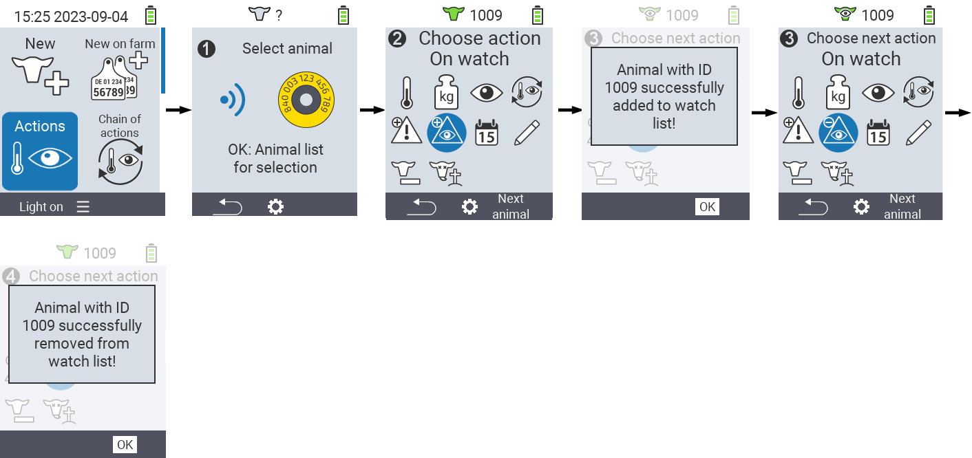 VitalControl: Menu Actions On watch
