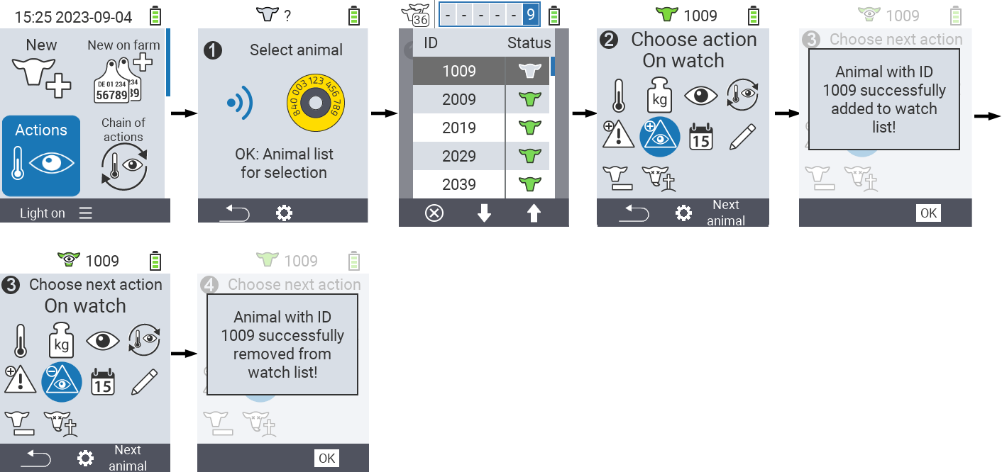 VitalControl: Menu Actions On watch
