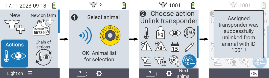 VitalControl: Menu Action Unlink transponder