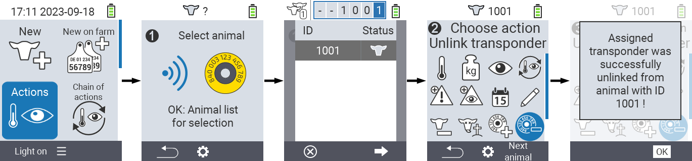VitalControl: Menu Action Unlink transponder