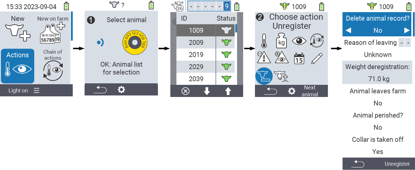 VitalControl: Menu Action Unregister