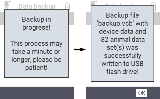 VitalControl: success message backup