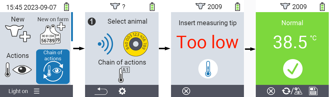 VitalControl: Menu chain of actions