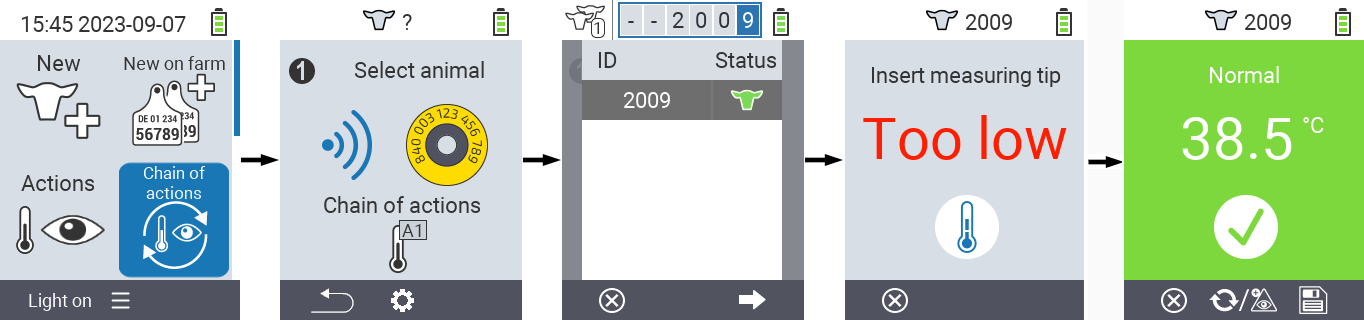 VitalControl: Menu chain of actions