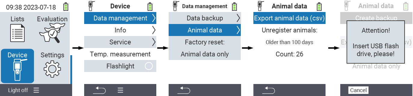 VitalControl: Menu path data export
