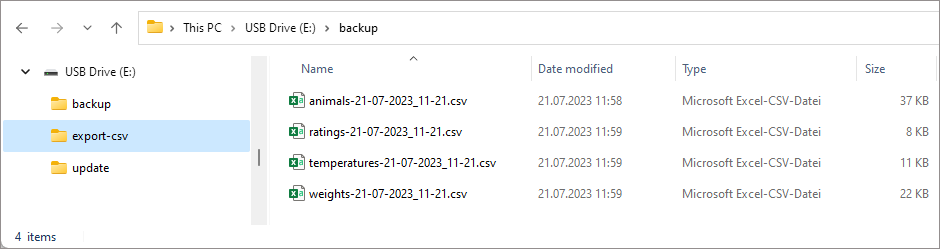 USB flash drive with export files VitalControl