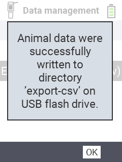 VitalControl: success message data export