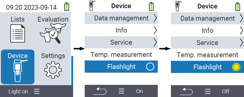 VitalControl: Menu Device light