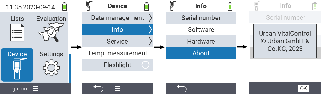 VitalControl: Menu Device Info