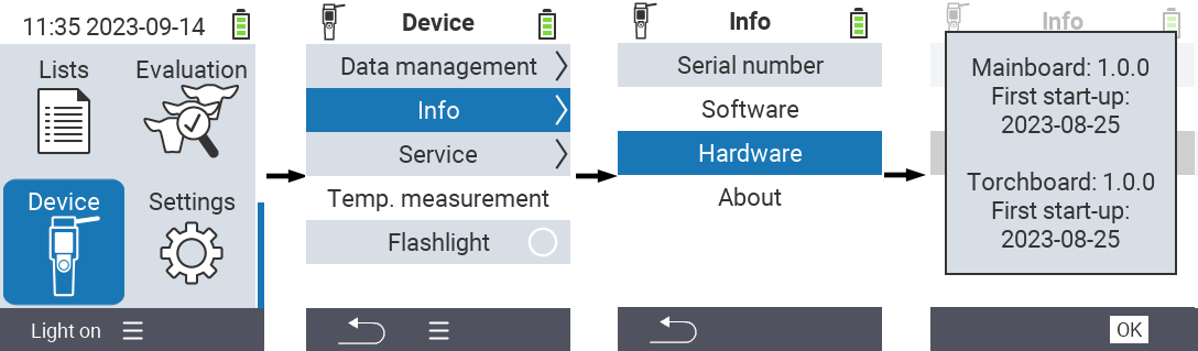 VitalControl: Menu Device Info