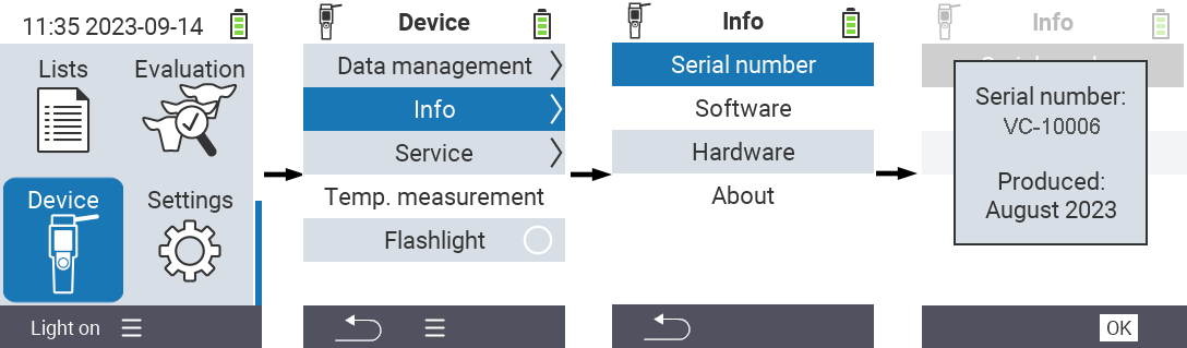 VitalControl: Menu Device Info