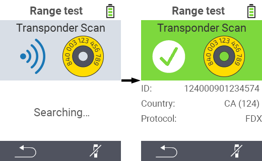 VitalControl: Range test: Transponder detected