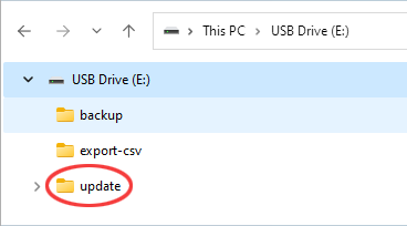 Windows Explorer: USB flash drive with directory ‘update’