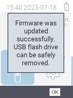 VitalControl: Success message firmware update