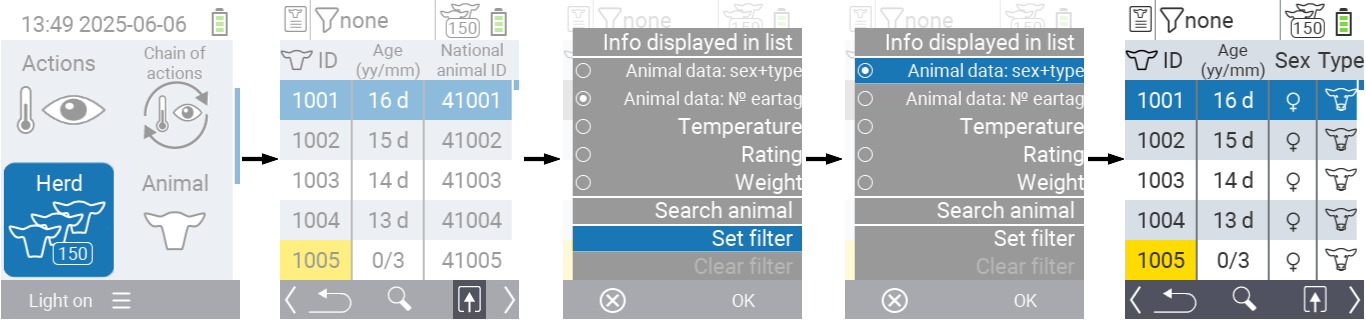 VitalControl: Herd information display Animal data: sex&#43;type