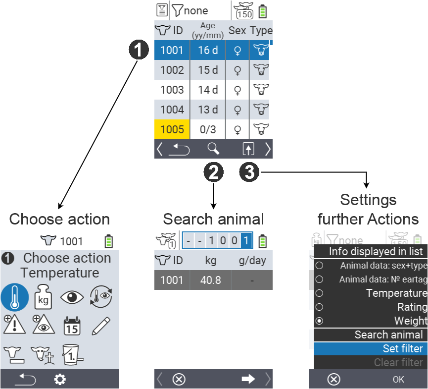 Herd: Available options in Herd menu