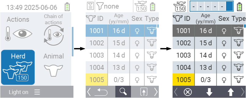 VitalControl: Herd information display Search animal