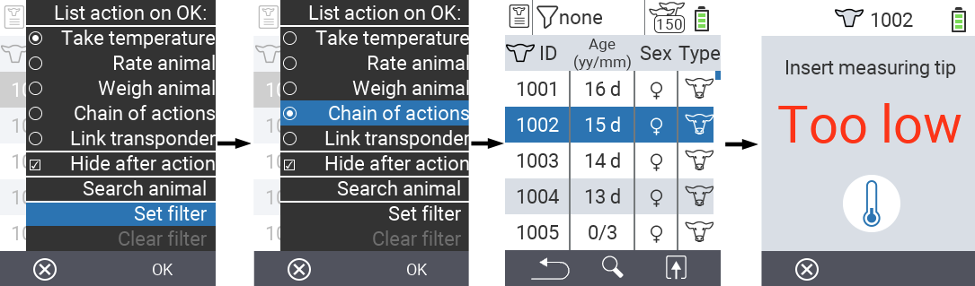 VitalControl Lists Action list