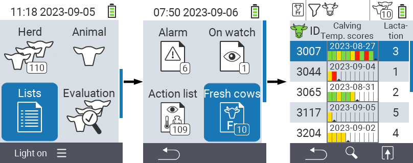 VitalControl Lists Fresh cows list