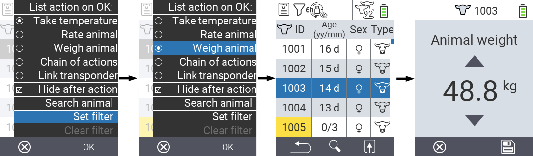 VitalControl Lists Action list