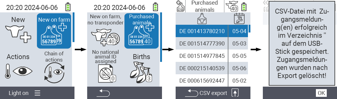 VitalControl: List of purchased animals, csv export