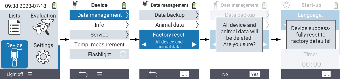 VitalControl: Menu path Reset to factory default settings