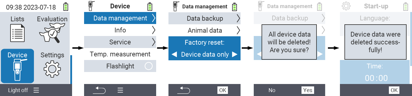 VitalControl: Menu path Reset of all device data