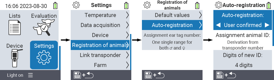 VitalControl: menu settings auto-registration