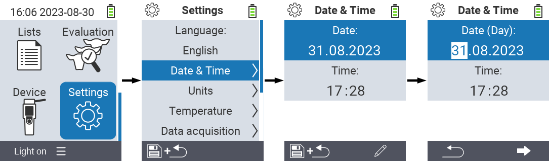 VitalControl: menu settings date