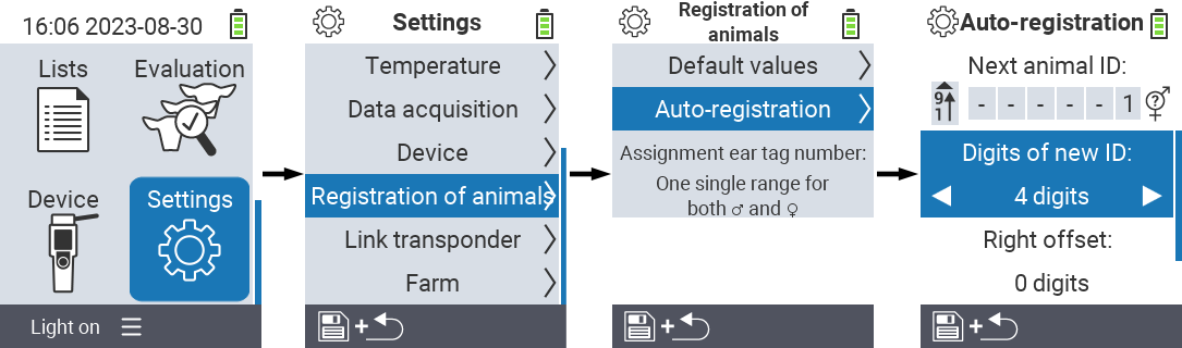 VitalControl: menu settings Digit of the new ID