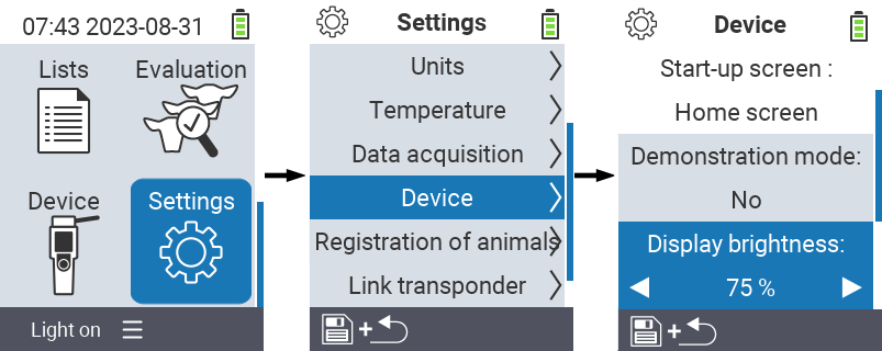 VitalControl: menu settings Display brightness