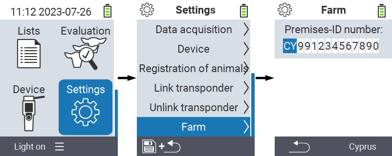 VitalControl: Menu path for setting your farm number