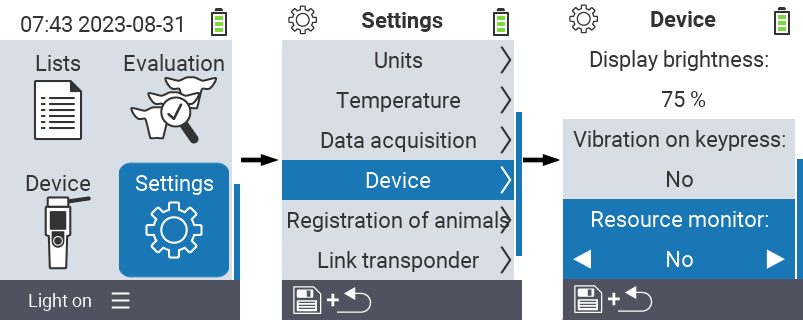 VitalControl: Menu settings Resource monitor