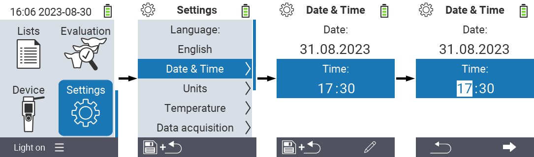 VitalControl: menu settings time