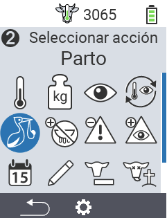 VitalControl: Menú Acciones Parto